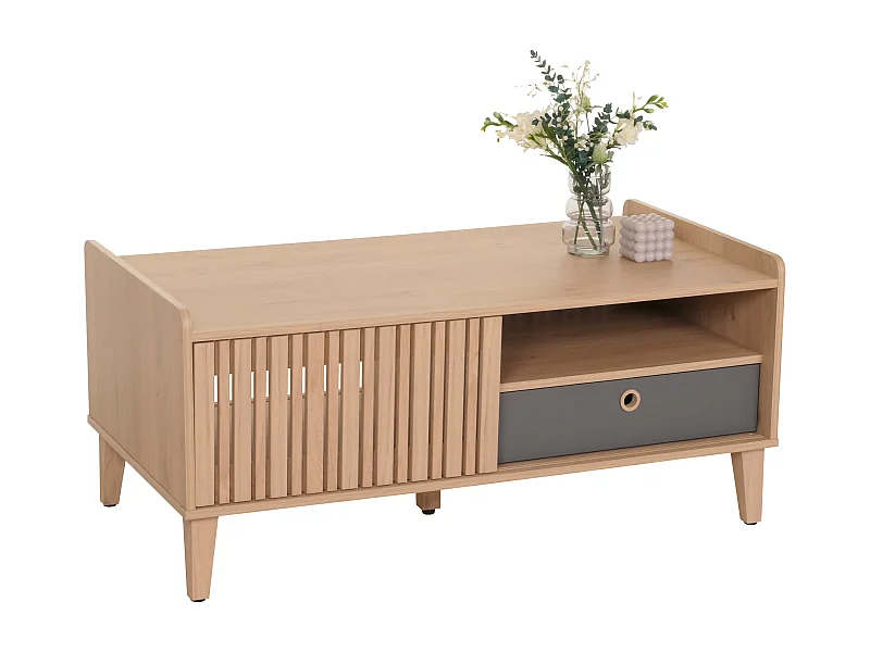 Couchtisch MCW-M48, Beige, Schublade grau