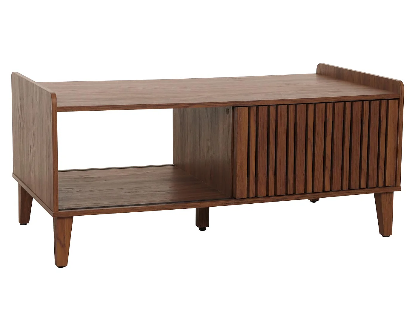 Couchtisch MCW-M48, Walnuss-Optik, Schublade dunkelgrau