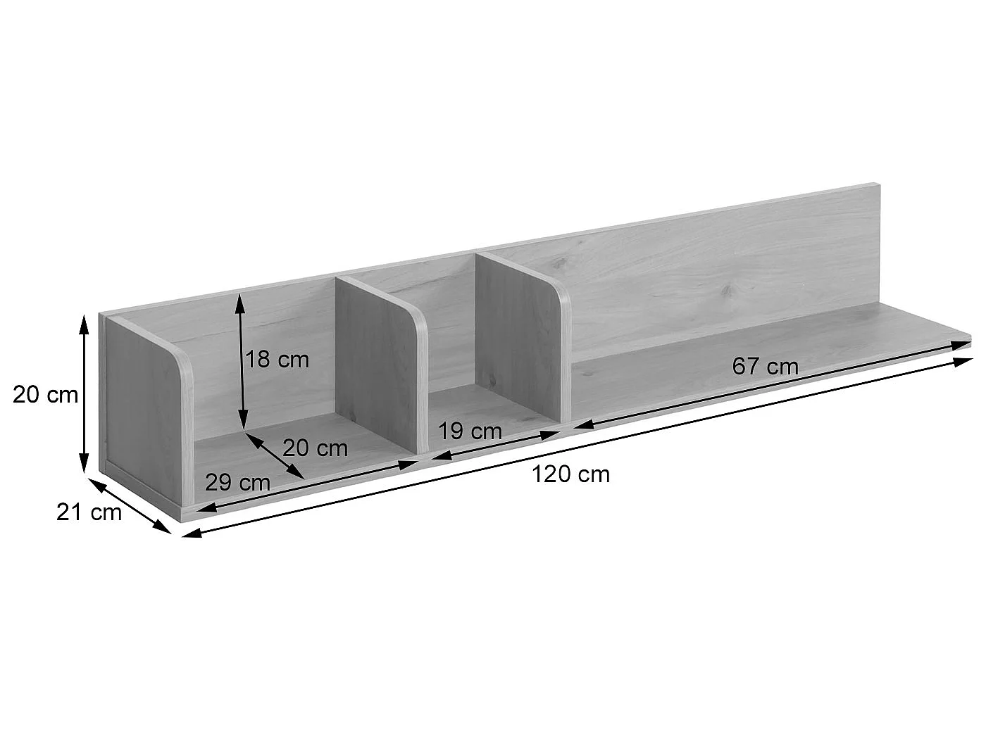 Półka ścienna MCW-M48,  naturalny