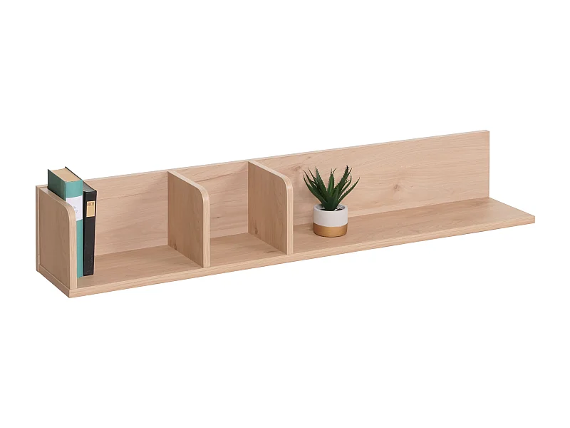 Mensola ripiano a muro MCW-M48, pensile in legno scaffale sospeso, 3 scomparti legno di mango 20x120x21cm ~ beige