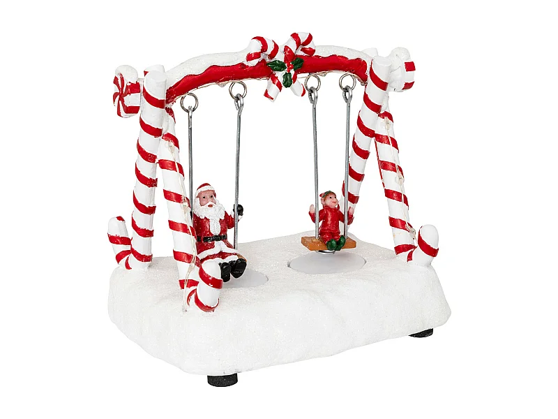 Village de Noël lumineux Balancoire avec Père Noël et Lutin
