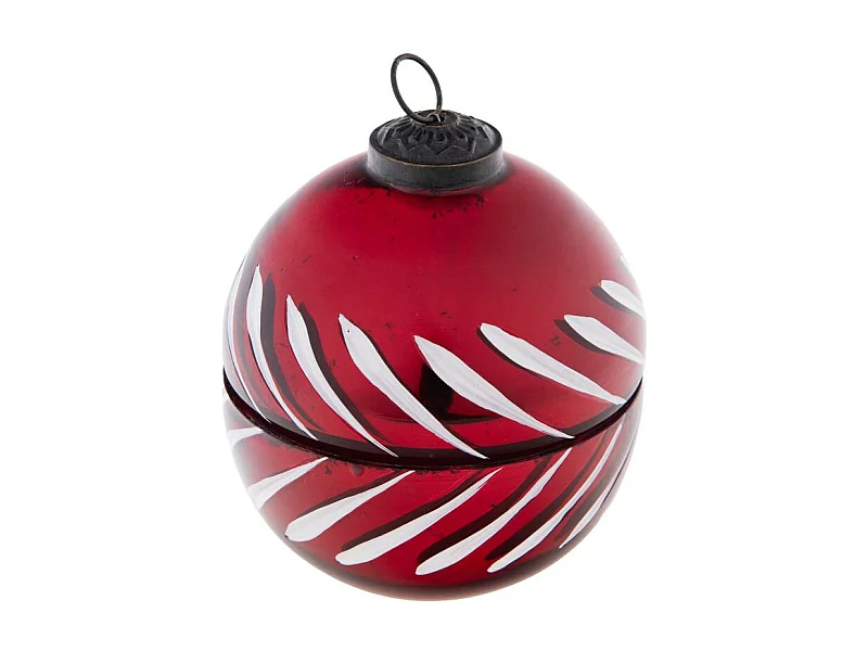 Bougie boule de Noël rouge 8 cm