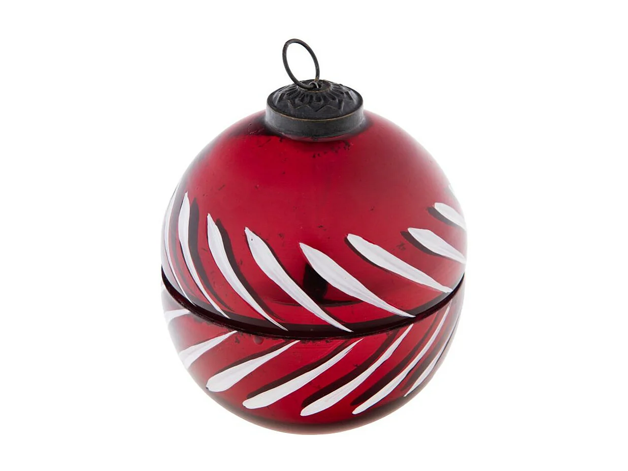 Bougie boule de Noël rouge 8 cm