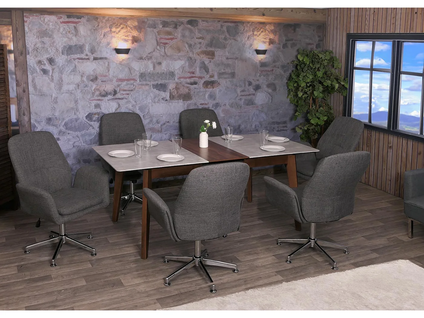 Chaise de salle à manger MCW-K23,  gris foncé