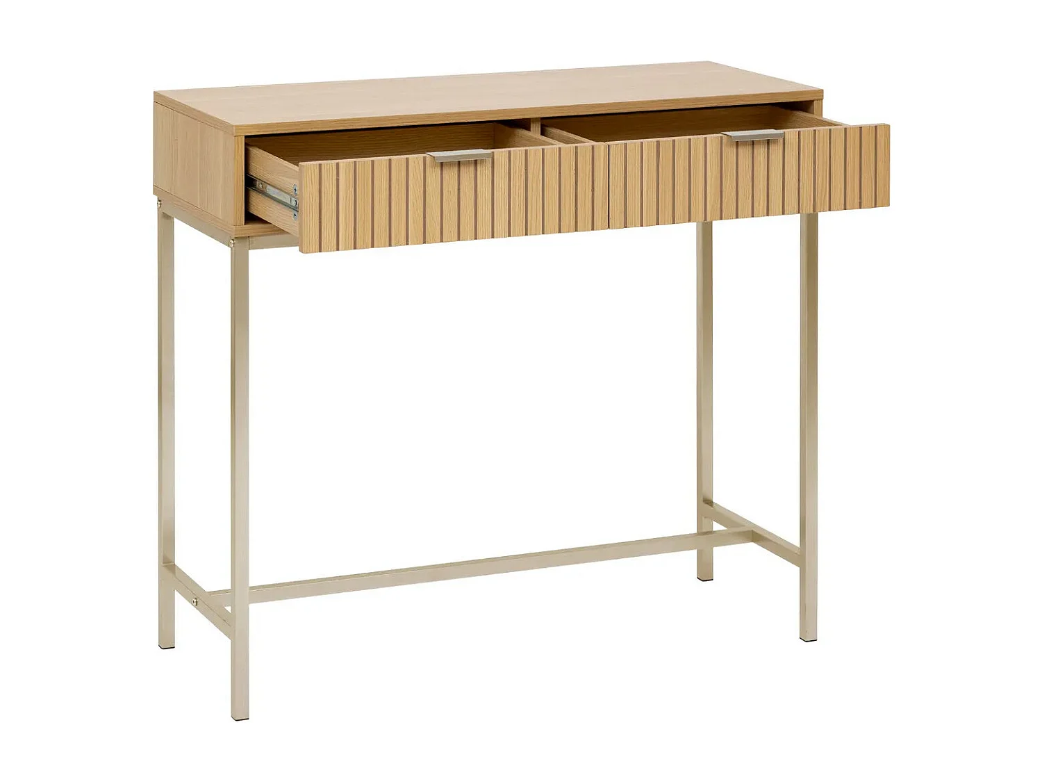 Consola Tasso 2 cajones natural/dorado 80,5x90x35 cm