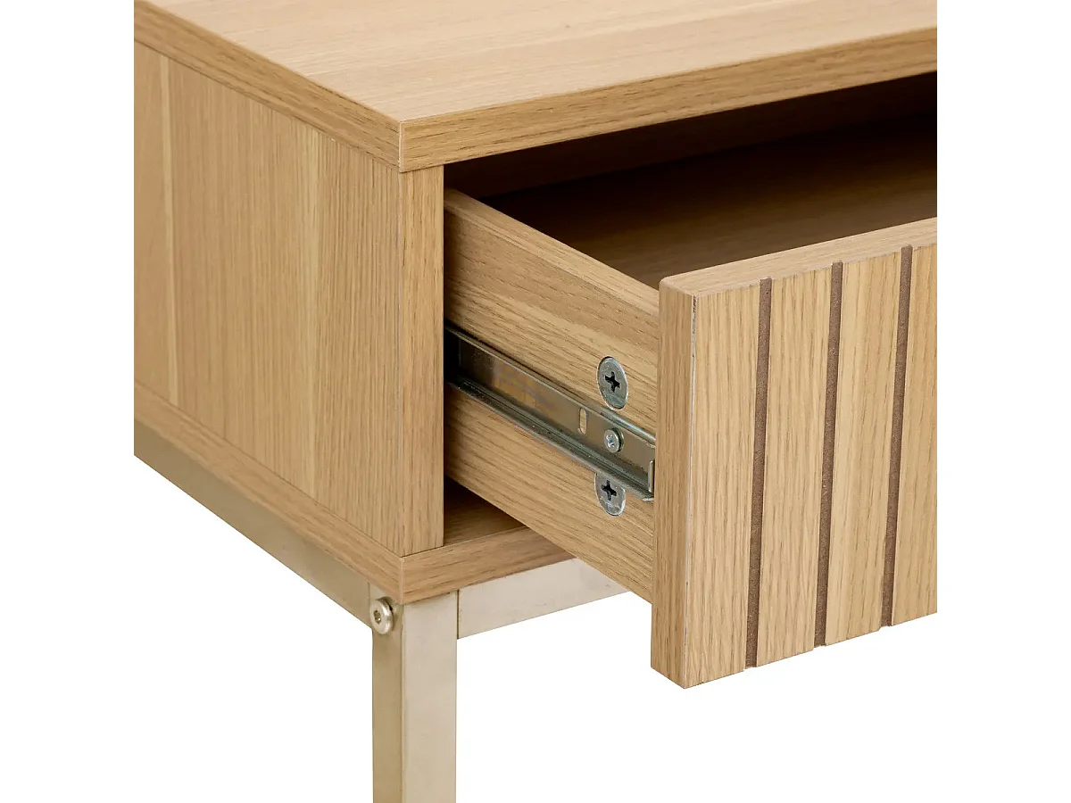 Consola Tasso 2 cajones natural/dorado 80,5x90x35 cm