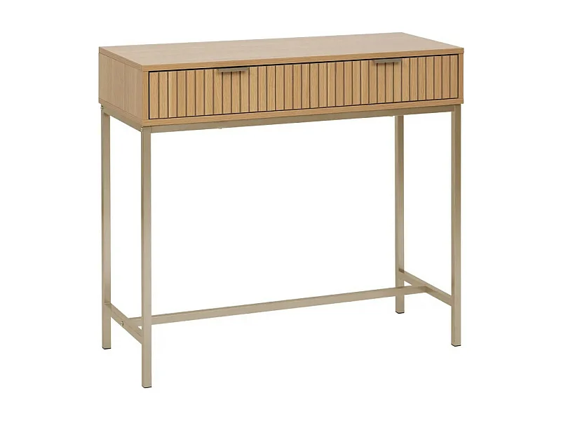 Consola Tasso 2 cajones natural/dorado 80,5x90x35 cm