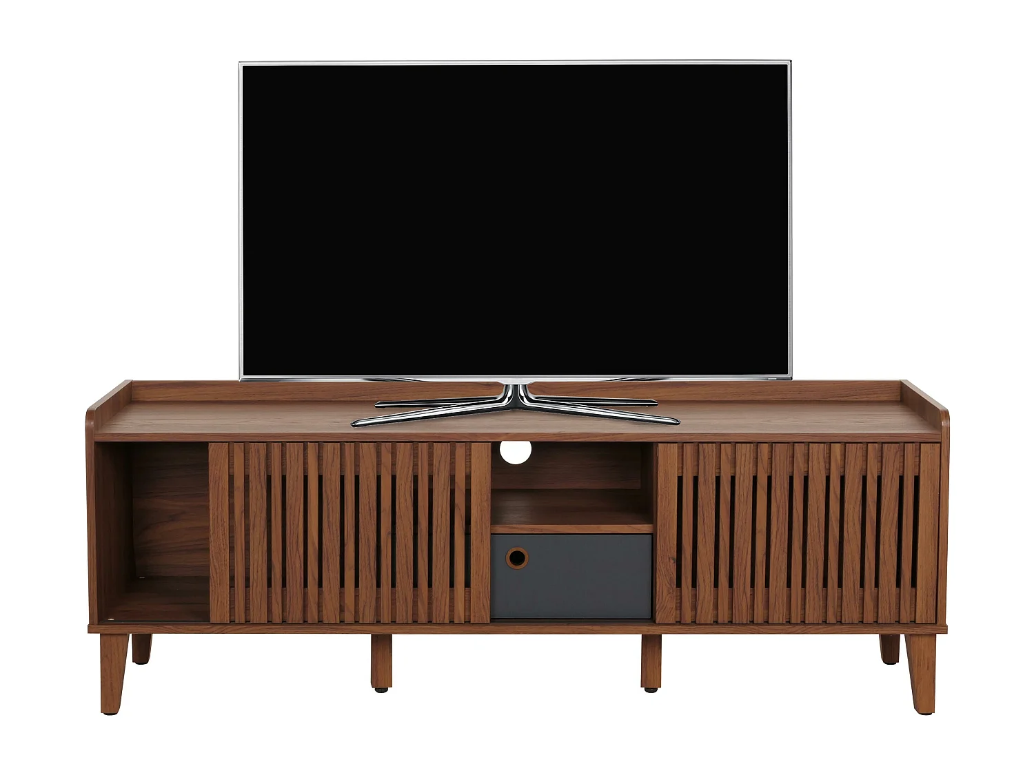 Meuble TV MCW-M48,  aspect noyer, tiroir gris foncé