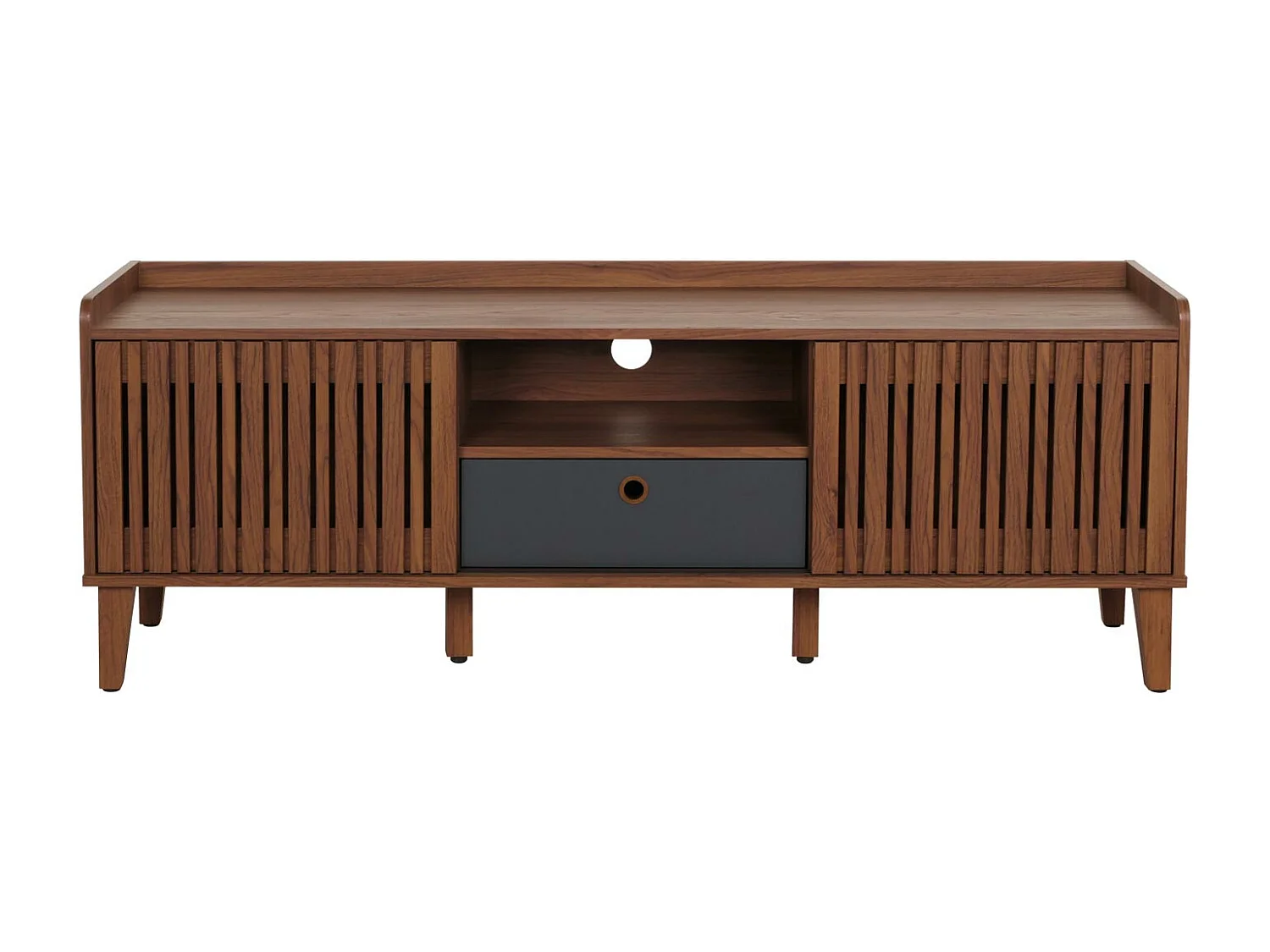 Meuble TV MCW-M48,  aspect noyer, tiroir gris foncé