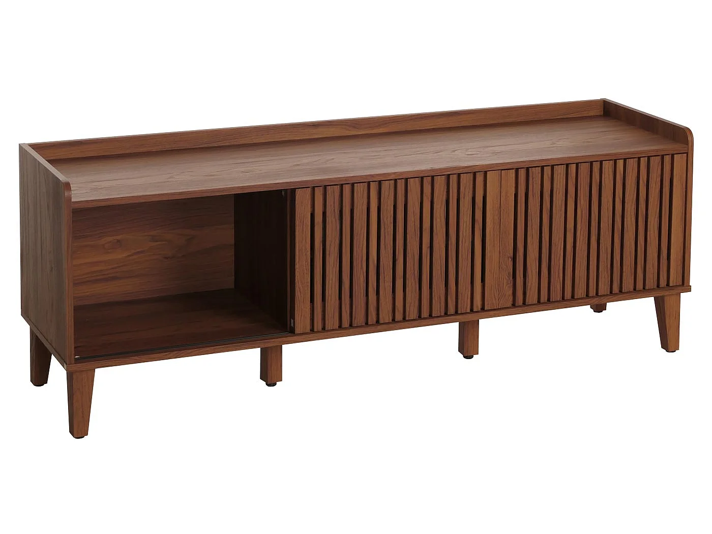 TV Stand MCW-M48,  walnut finish, dark grey drawer