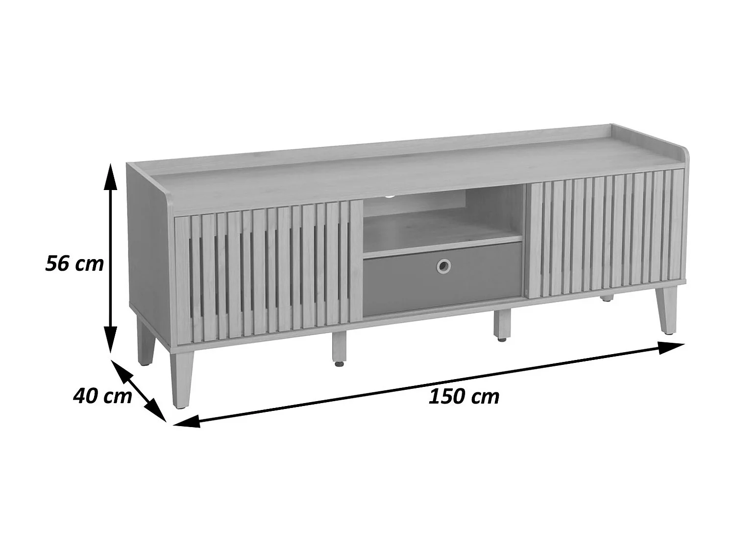 Meuble TV MCW-M48,  naturel, Tiroir blanc