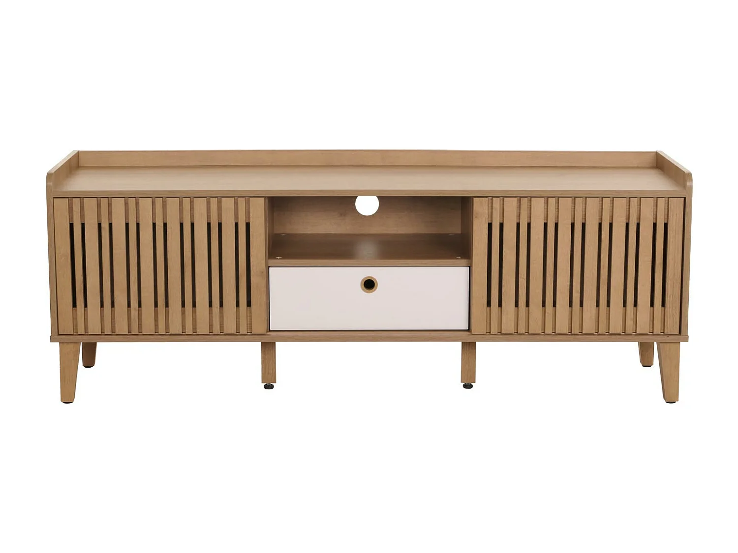 Meuble TV MCW-M48,  naturel, Tiroir blanc