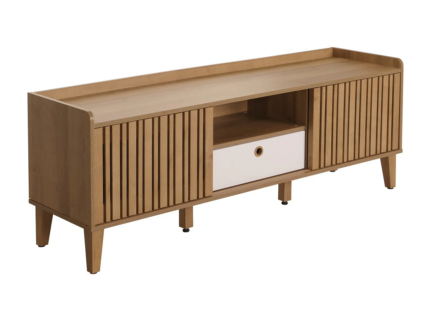 Meuble TV MCW-M48,  naturel, Tiroir blanc