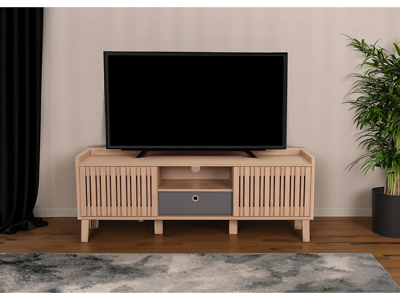 TV-rek MCW-M48,  beige, lade grijs