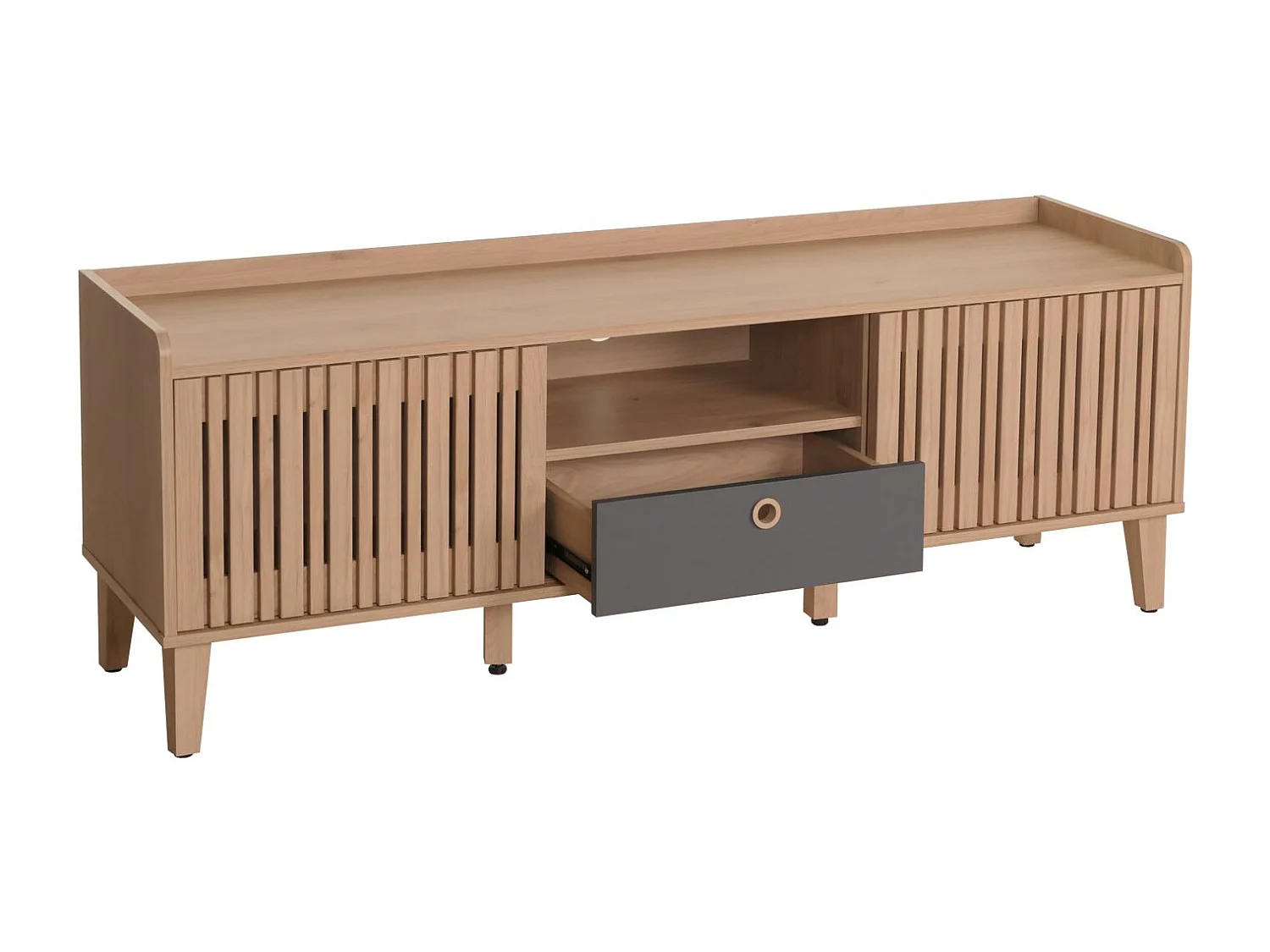 Meuble TV MCW-M48,  beige, Tiroir gris