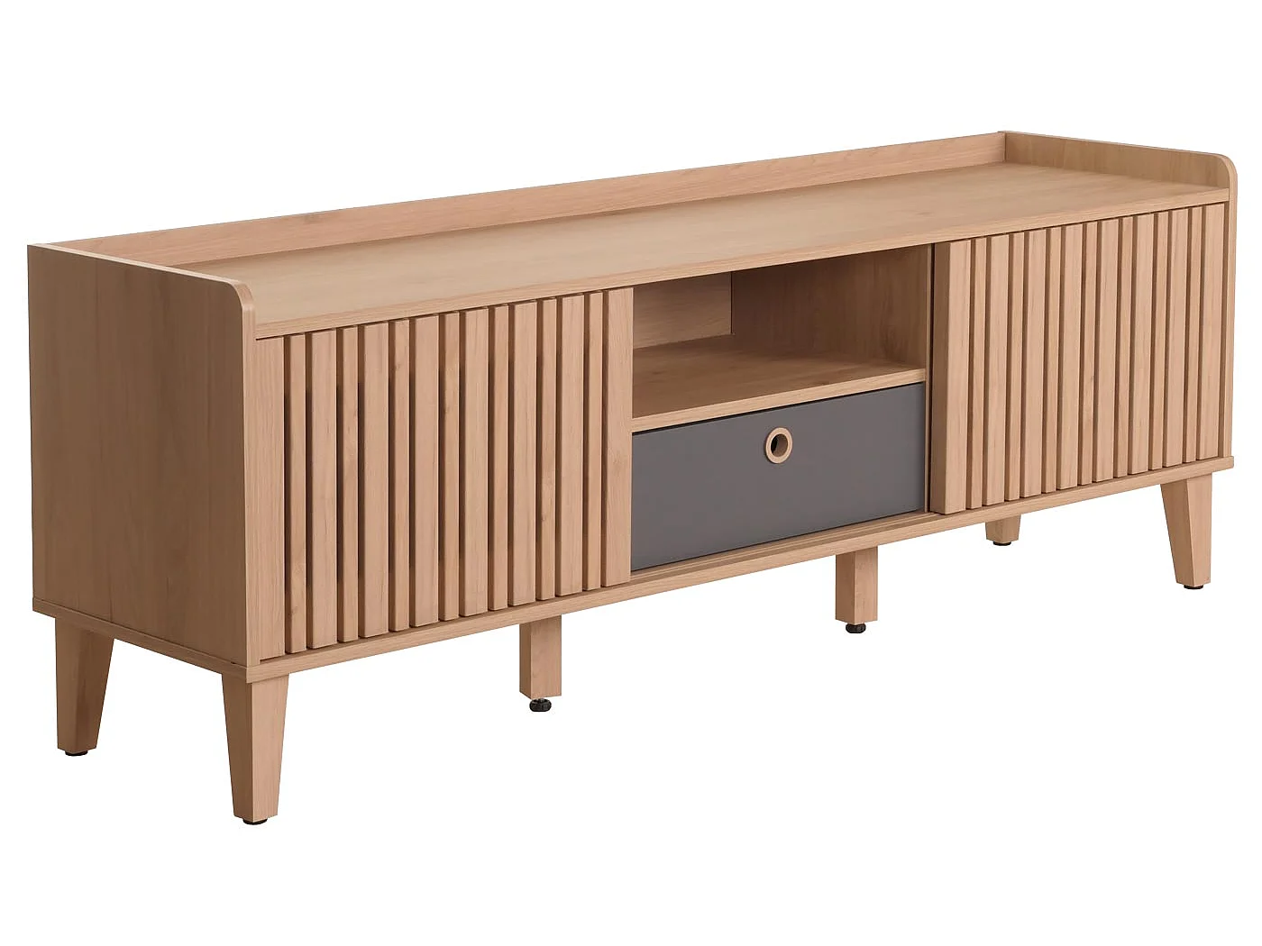 Stojak TV MCW-M48,  beżowy, szuflada szara