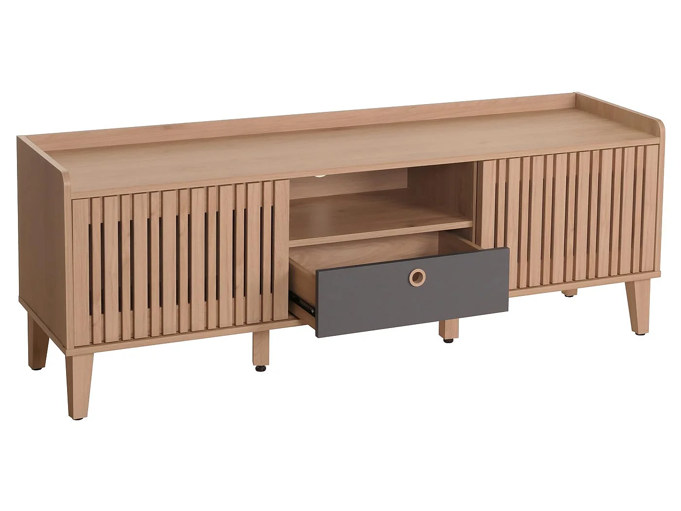 Stojak TV MCW-M48,  beżowy, szuflada szara