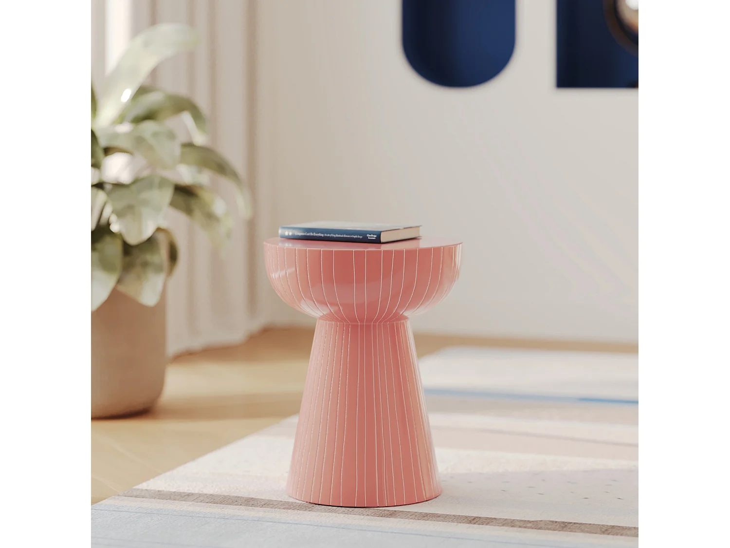 Mesa auxiliar redonda de metal rosa - Sidonie