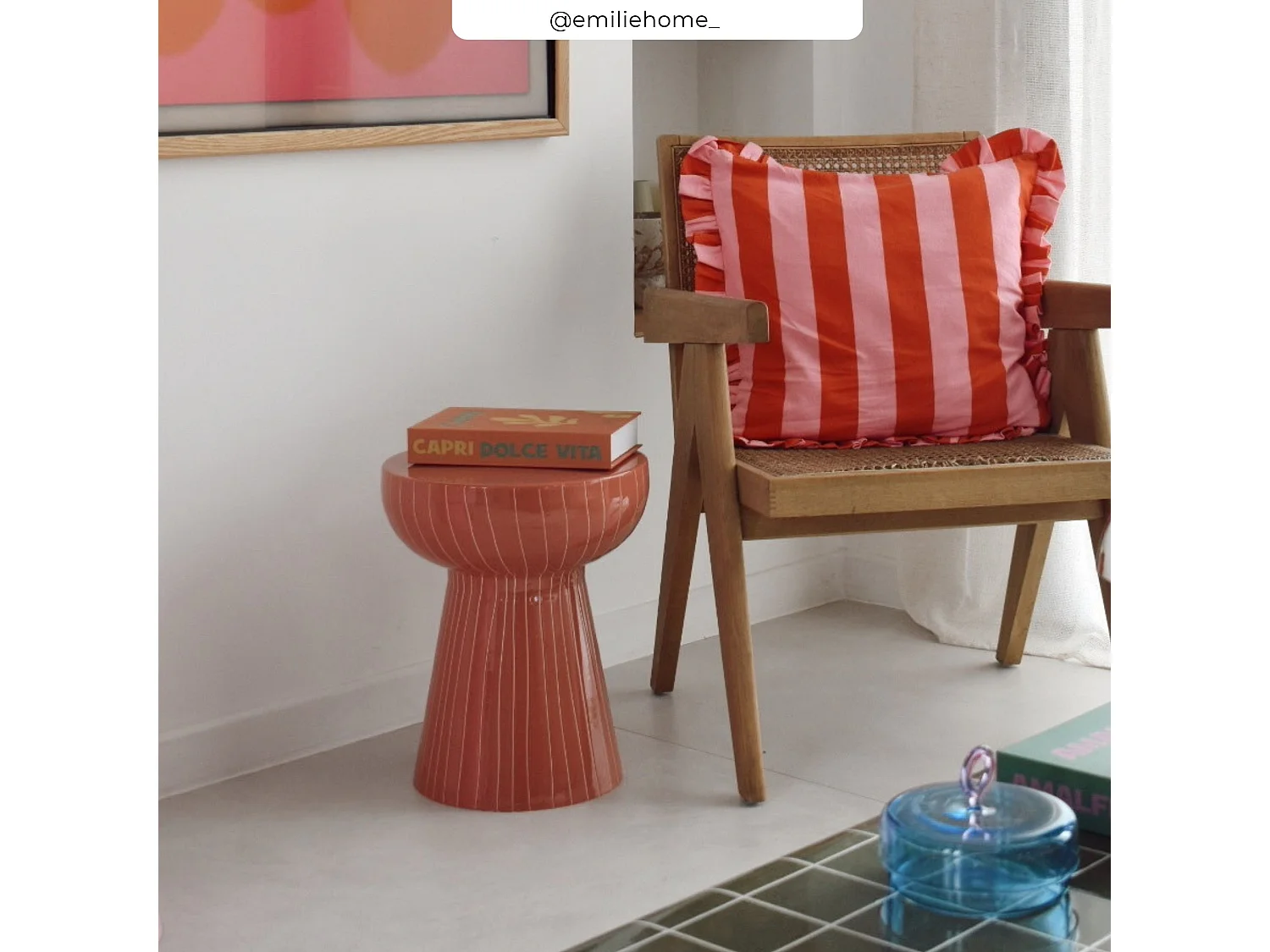 Mesa auxiliar redonda de metal rosa - Sidonie