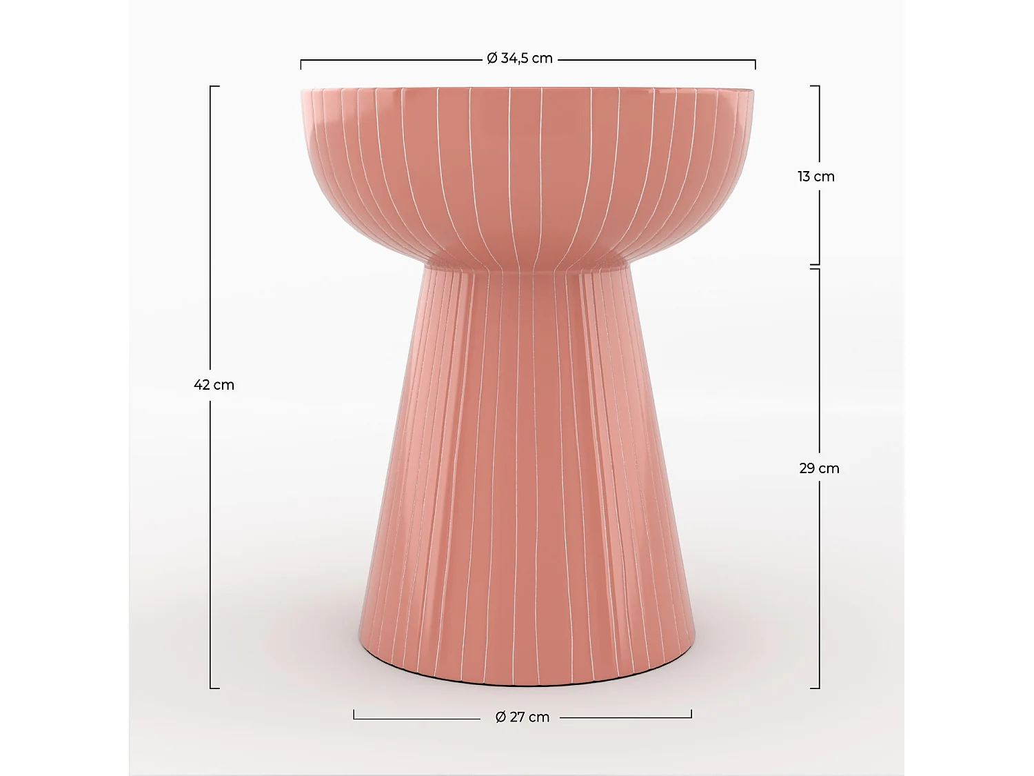 Tavolino rotondo in metallo rosa D34,5 cm - Sidonie