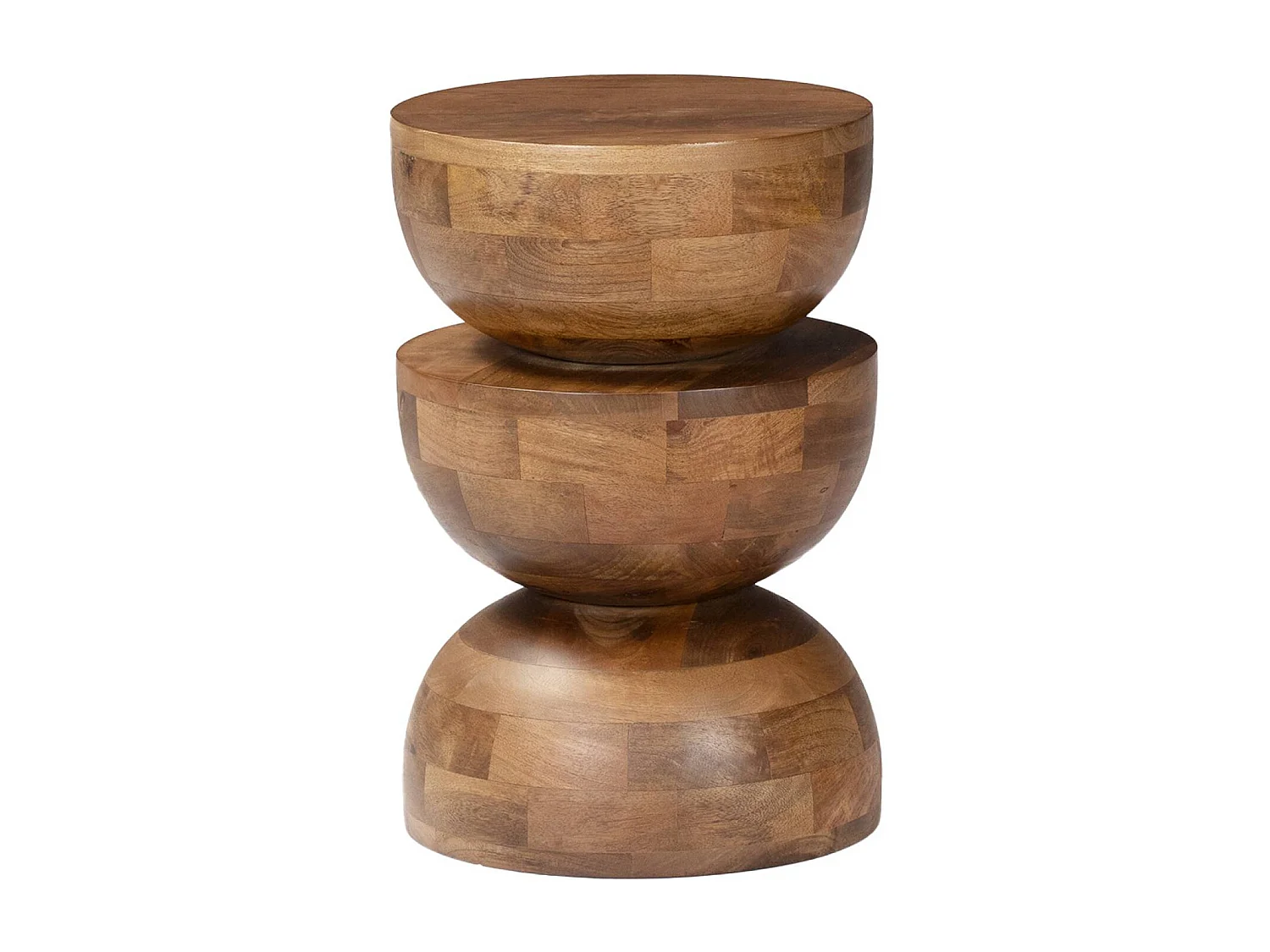 Table d'appoint. bout de canapé. table de chevet. tabouret en bois de manguier. Noyer. Sita. Ø30 x H 45cm