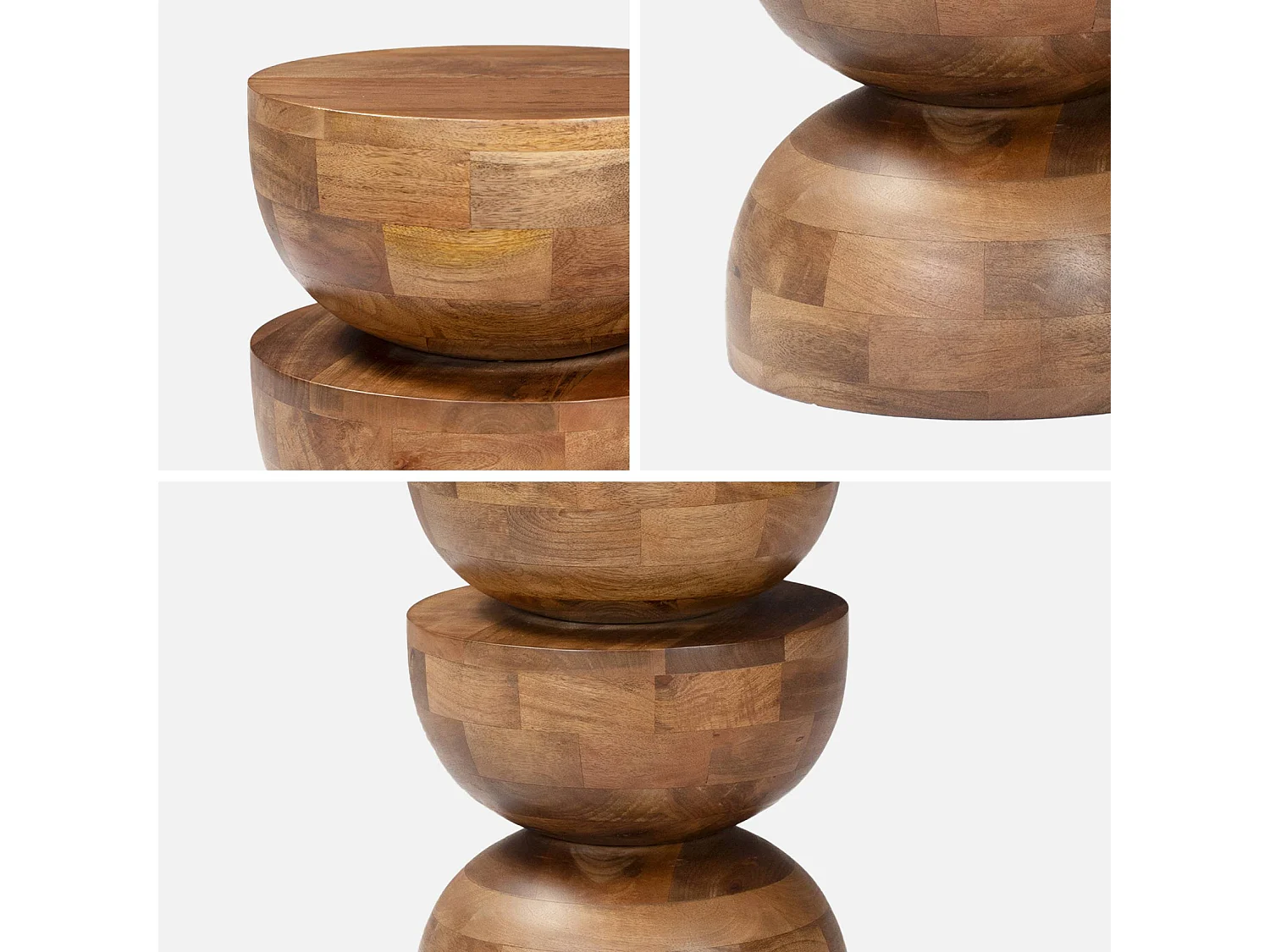 Table d'appoint. bout de canapé. table de chevet. tabouret en bois de manguier. Noyer. Sita. Ø30 x H 45cm