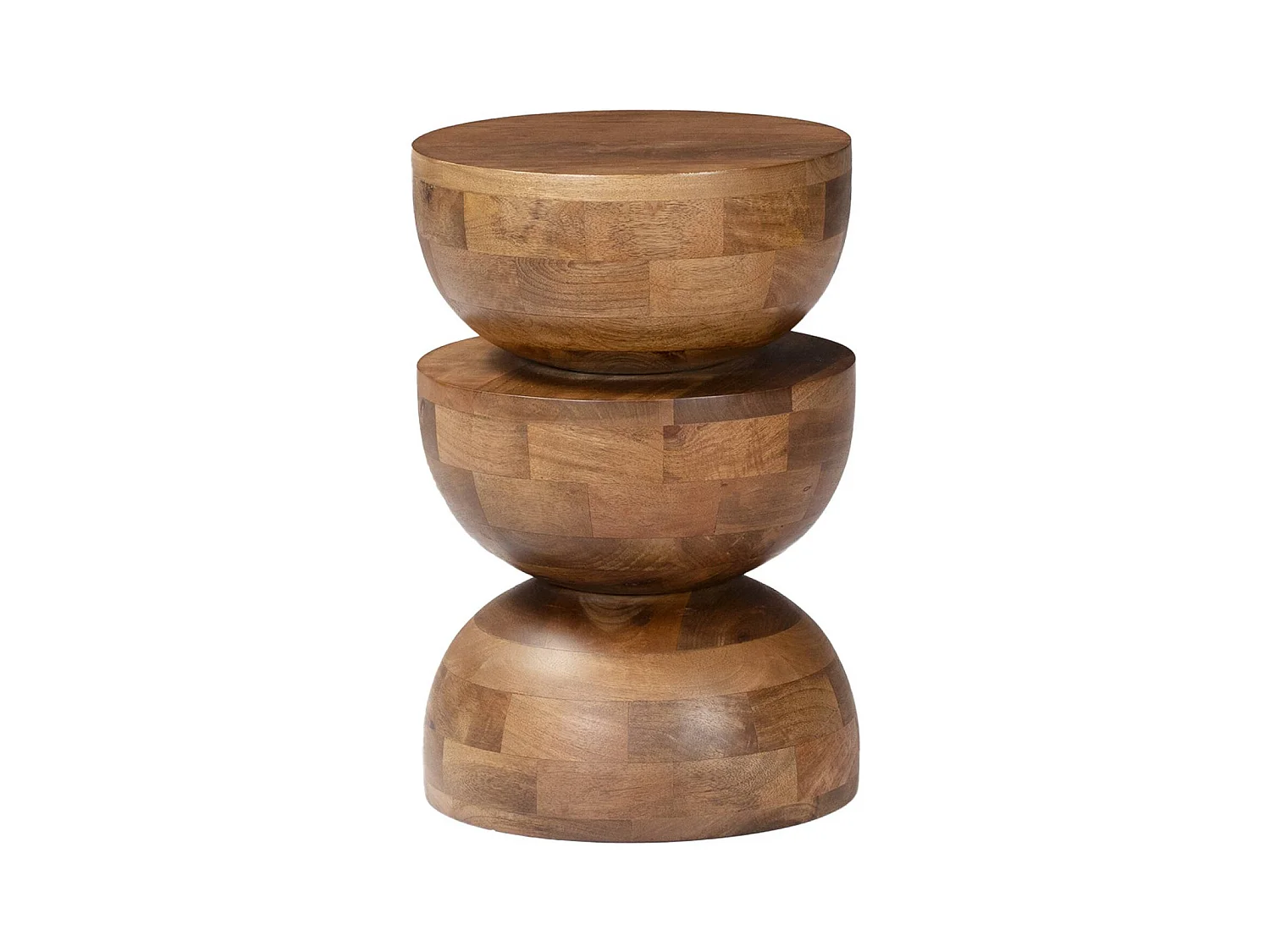Table d'appoint. bout de canapé. table de chevet. tabouret en bois de manguier. Noyer. Sita. Ø30 x H 45cm