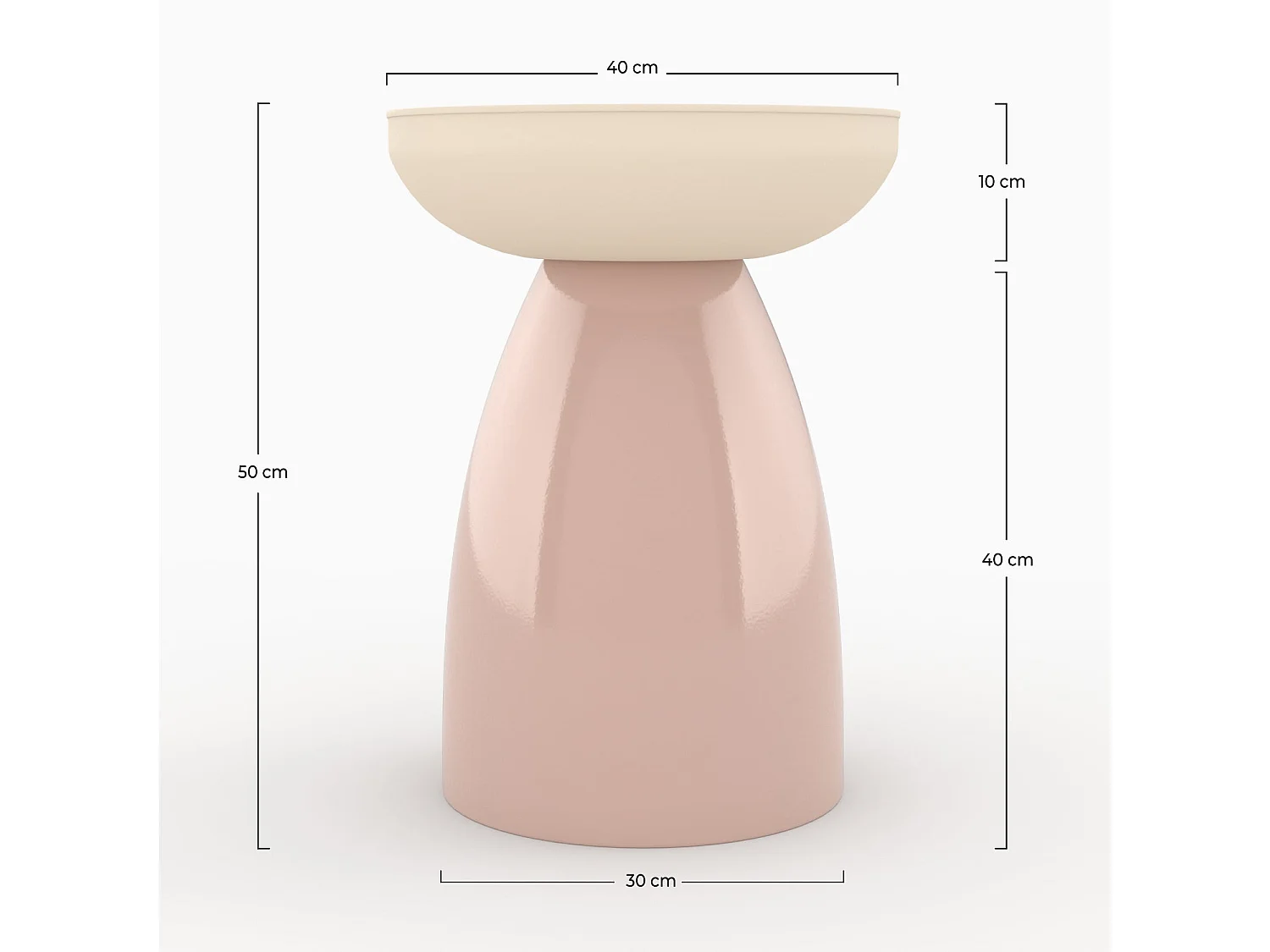 Tavolino rotondo in metallo rosa - Colette