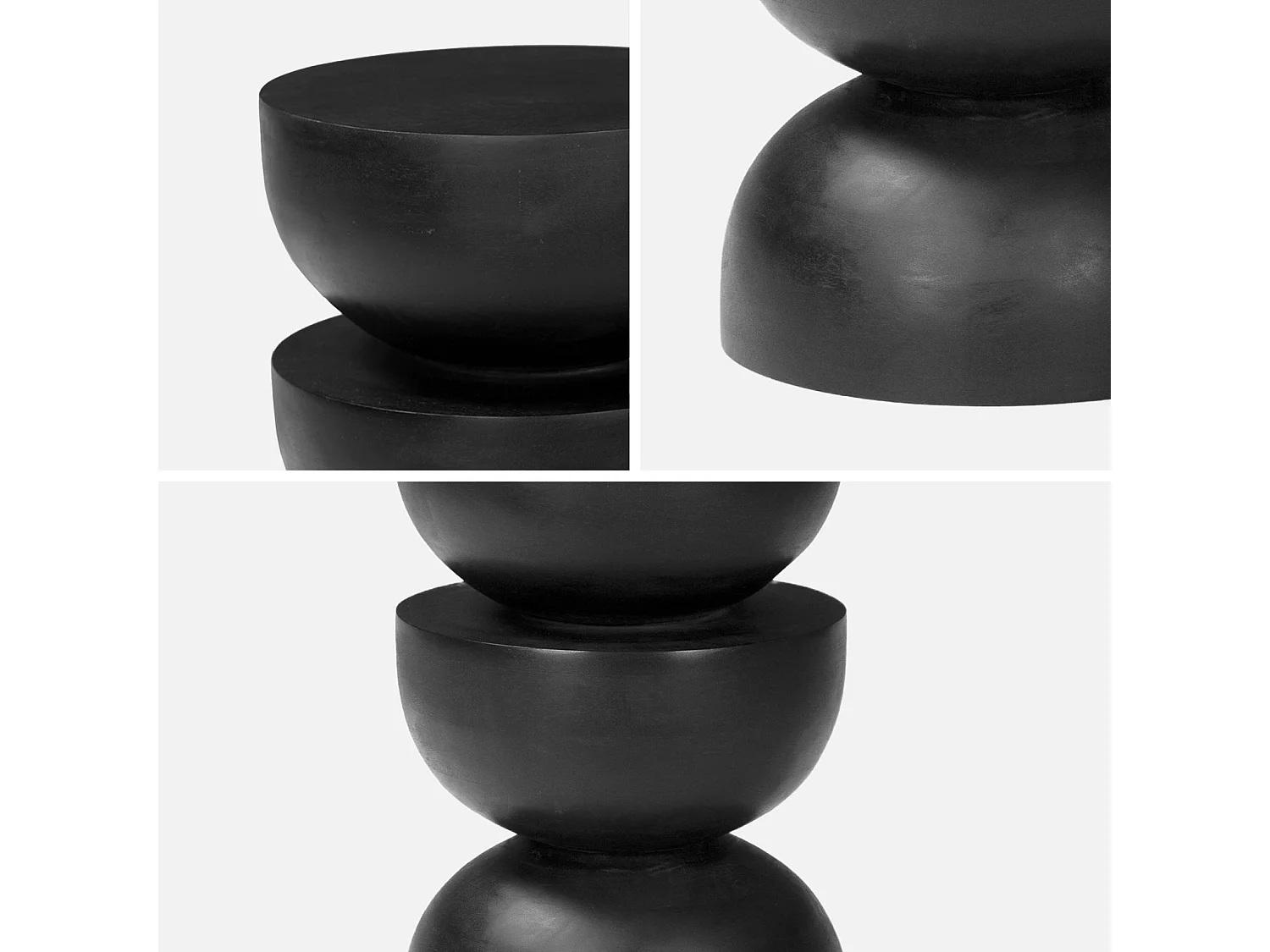 Table d'appoint. bout de canapé. table de chevet. tabouret en bois de manguier. Noir . Sita. Ø30 x H 45cm