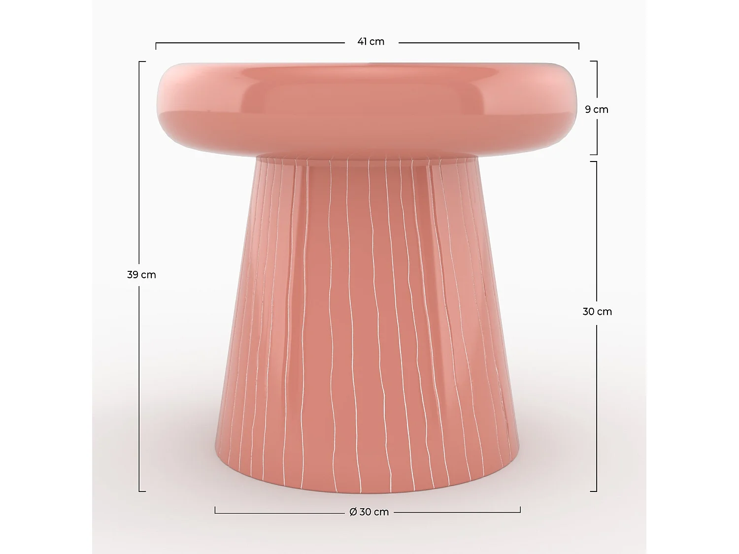 Mesa auxiliar redonda de metal rosa - Rosalie