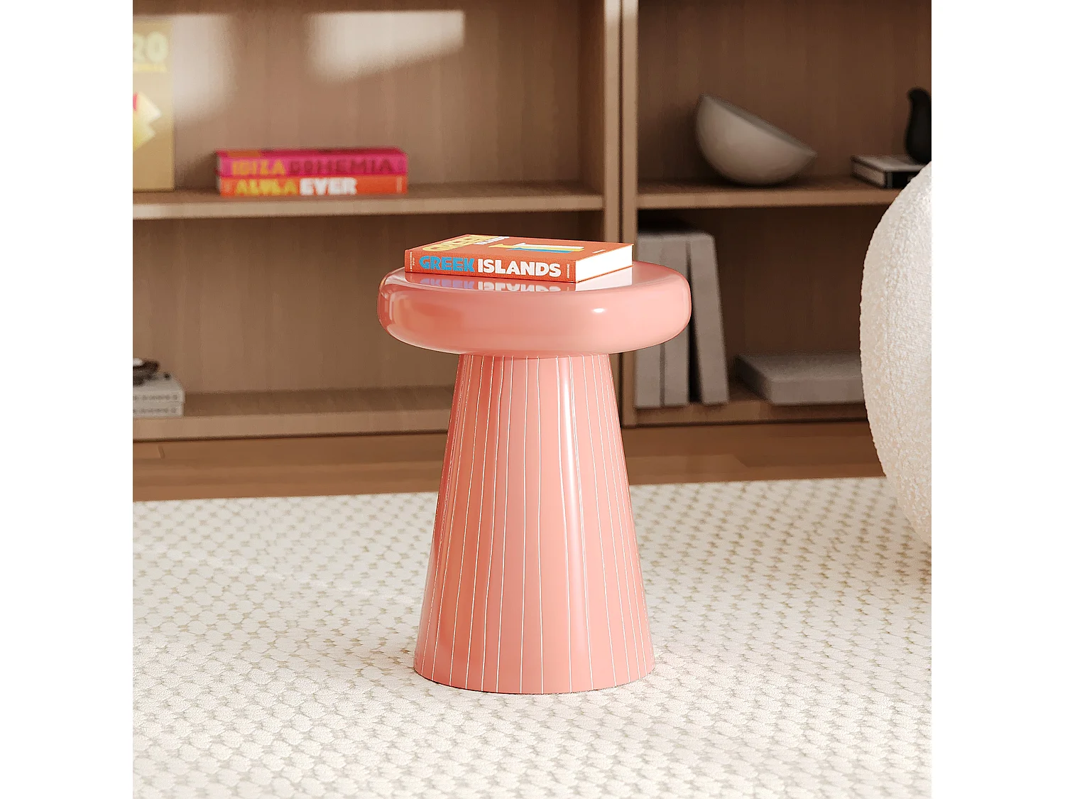 Mesa auxiliar redonda de metal rosa - Adélie