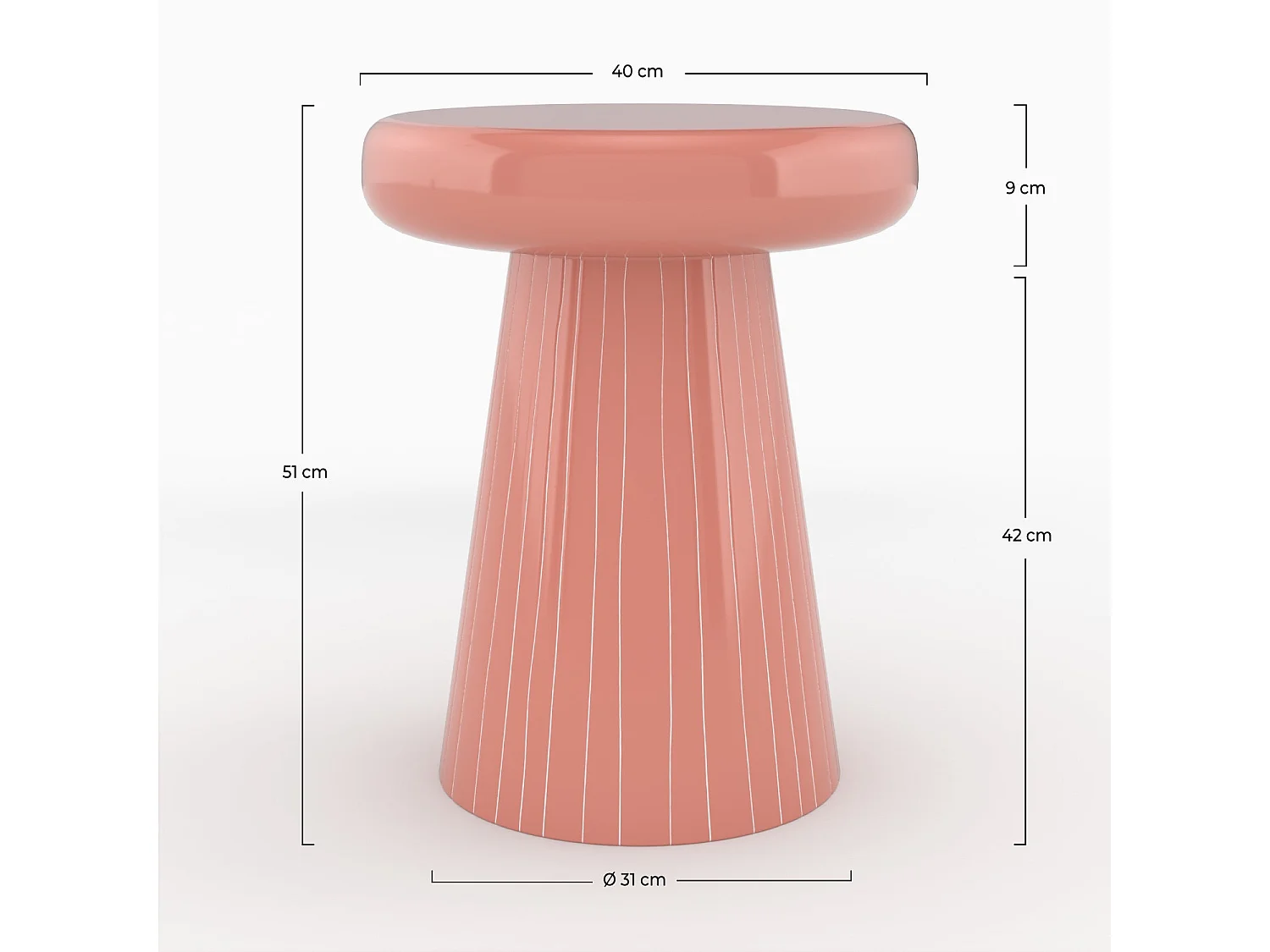 Mesa auxiliar redonda de metal rosa - Adélie