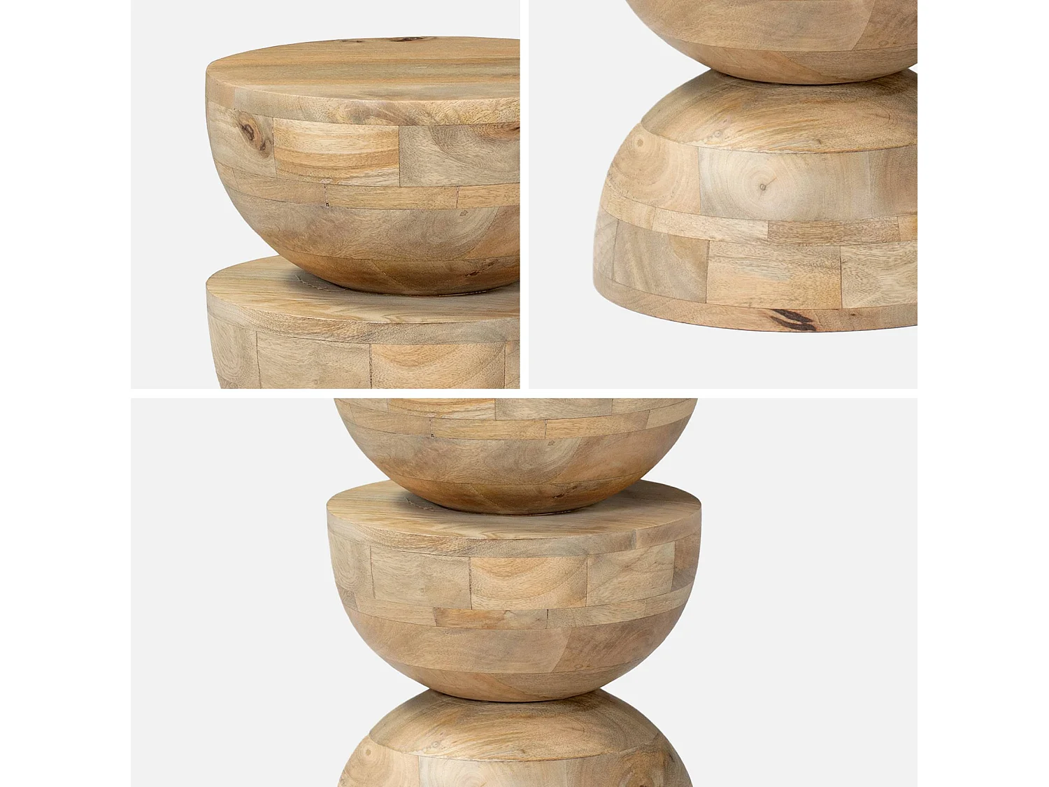 Table d'appoint. bout de canapé. table de chevet. tabouret en bois de manguier. Naturel. Sita. Ø30 x H 45cm