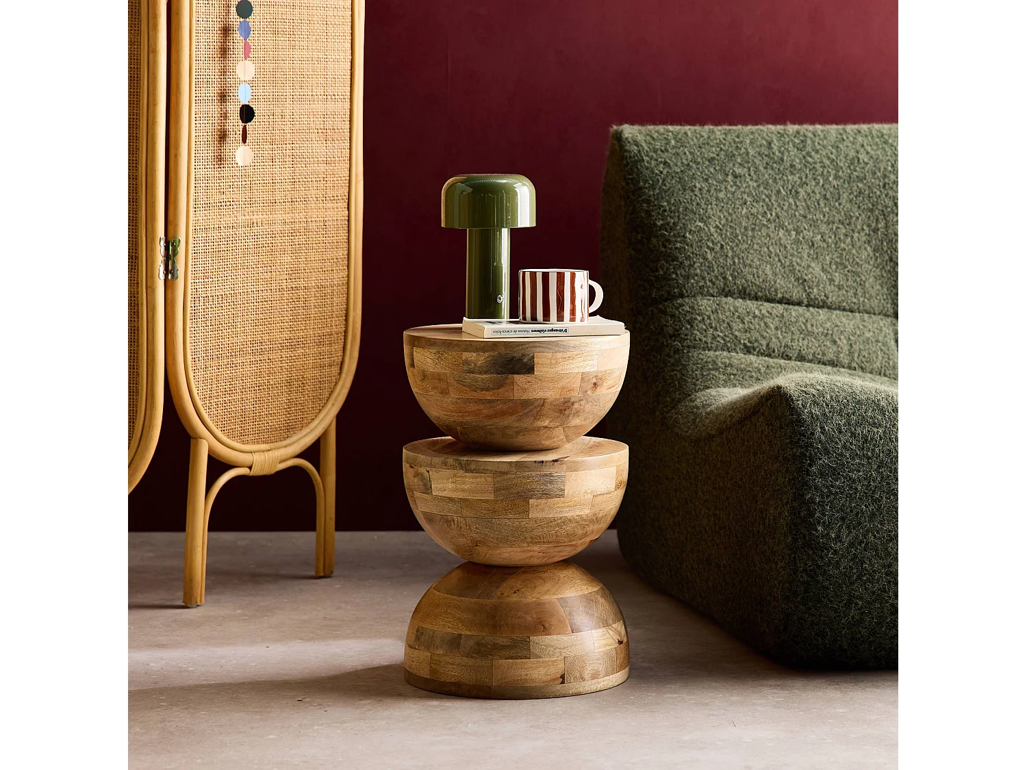 Mesa auxiliar de madera de mango natural