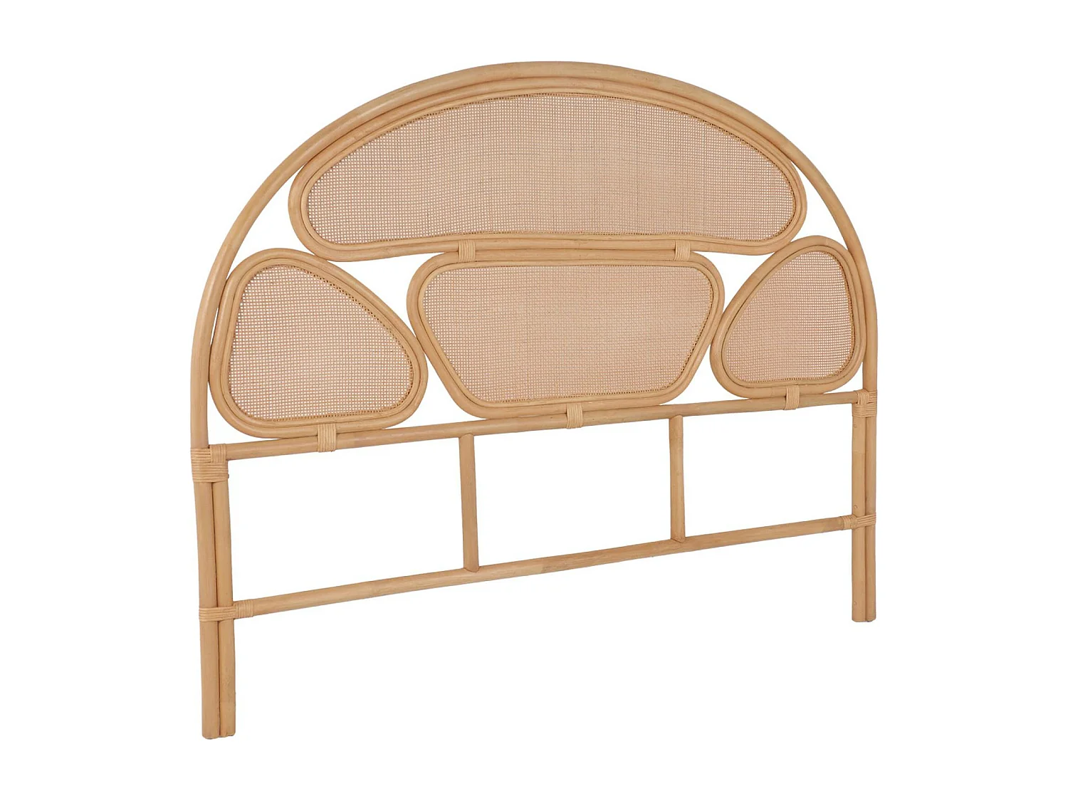 Tête de lit en rotin naturel et cannage. bois clair. bohème. L142 x P3 x 115cm