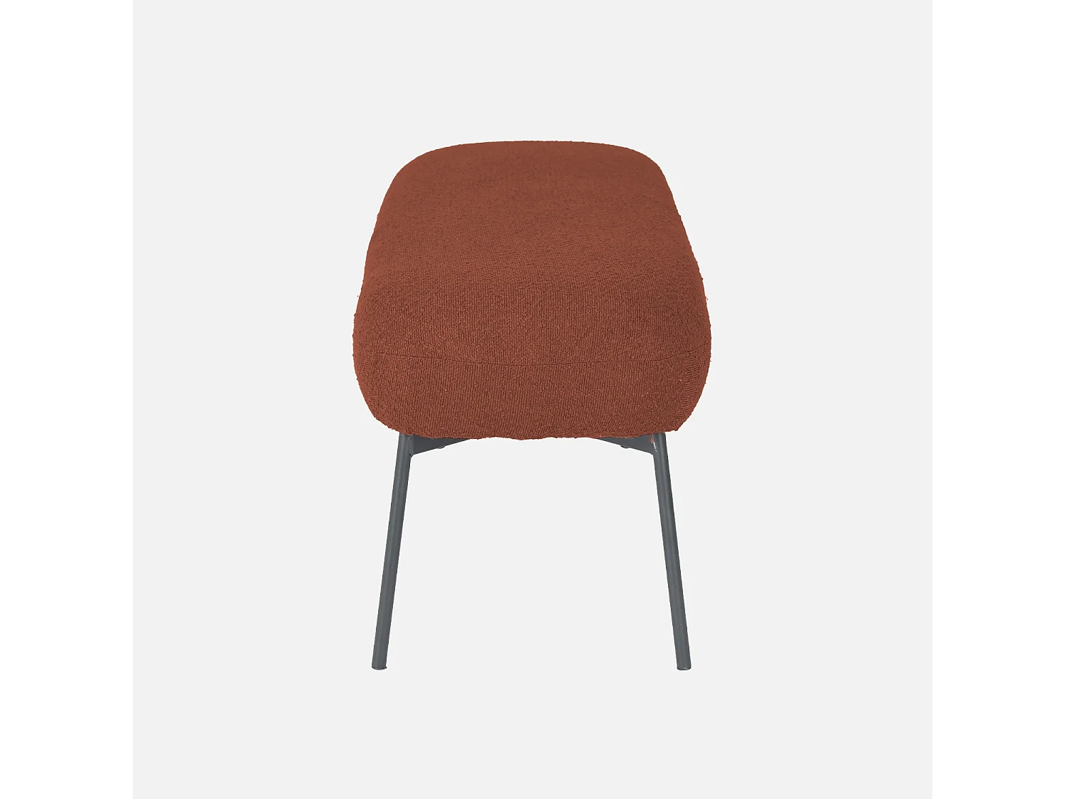 Banc. bout de lit avec revêtement bouclette texturée. rouille. pieds en métal noir. L 120 x P 41 x H 42.5cm