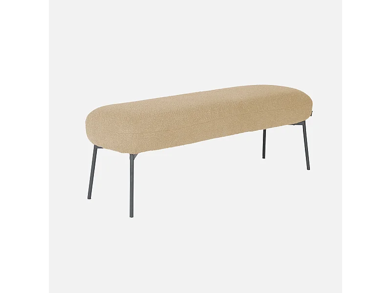 Banco, extremo de la cama con revestimiento de borreguito beige