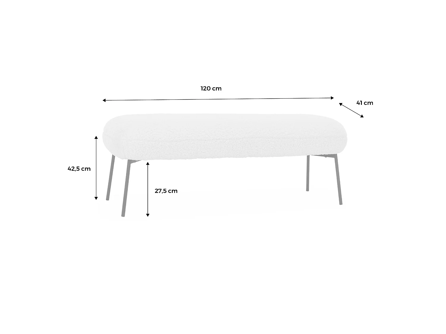 Banco, extremo de la cama con revestimiento de borreguito beige