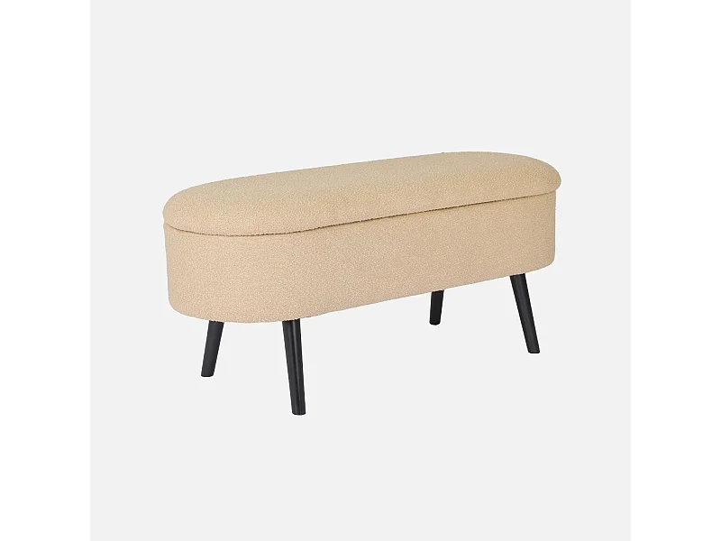 Cassapanca con rivestimento bouclé, beige