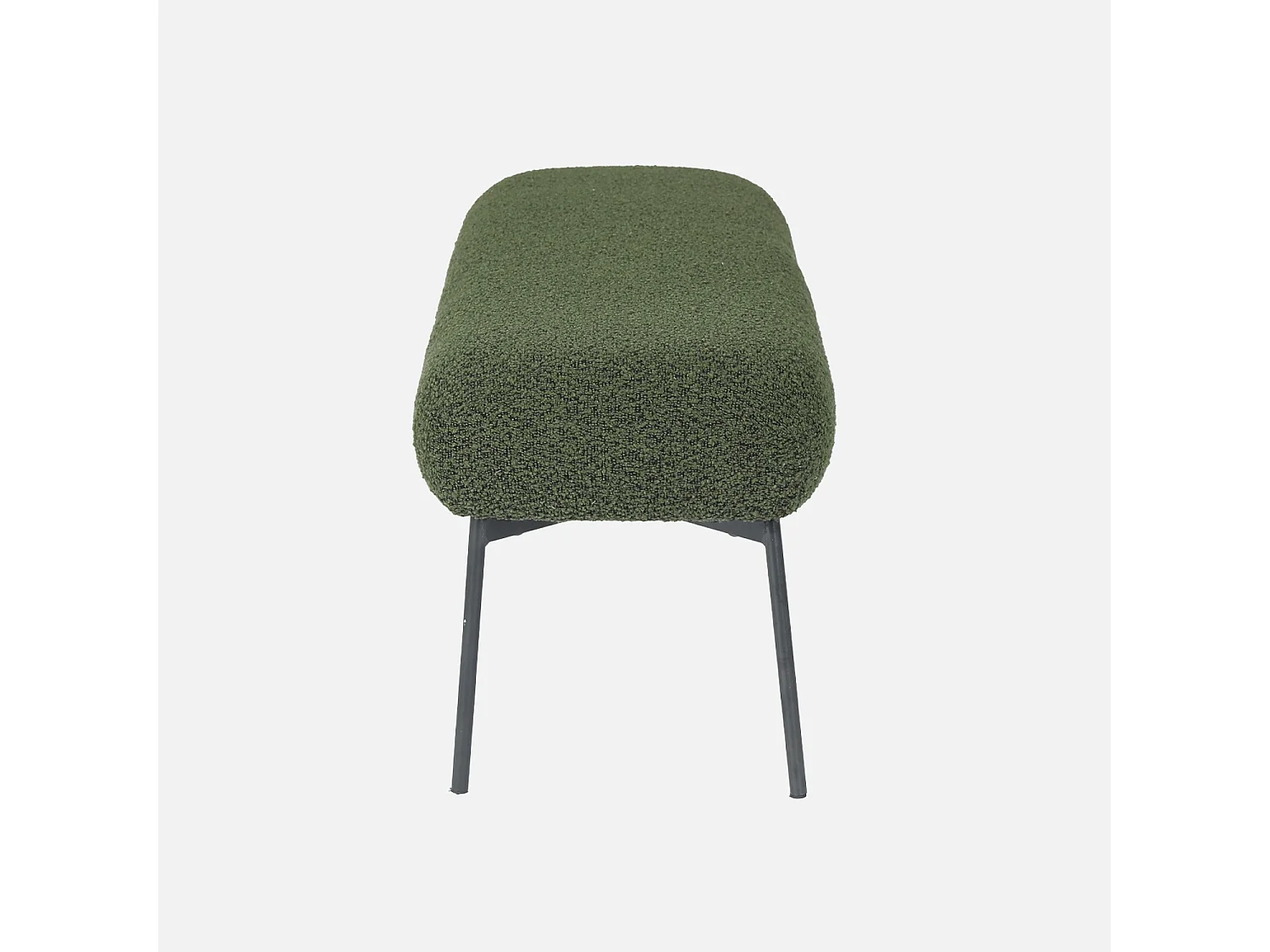 Panca tessuto bouclé e gambe in metallo, verde kaki