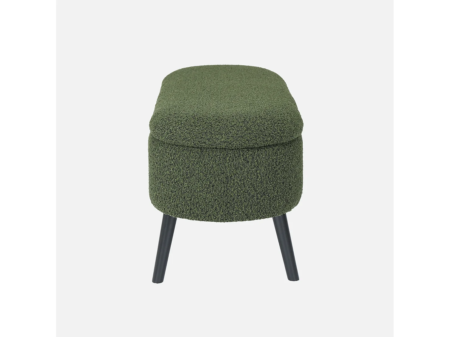 Cassapanca con rivestimento bouclé, verde kaki