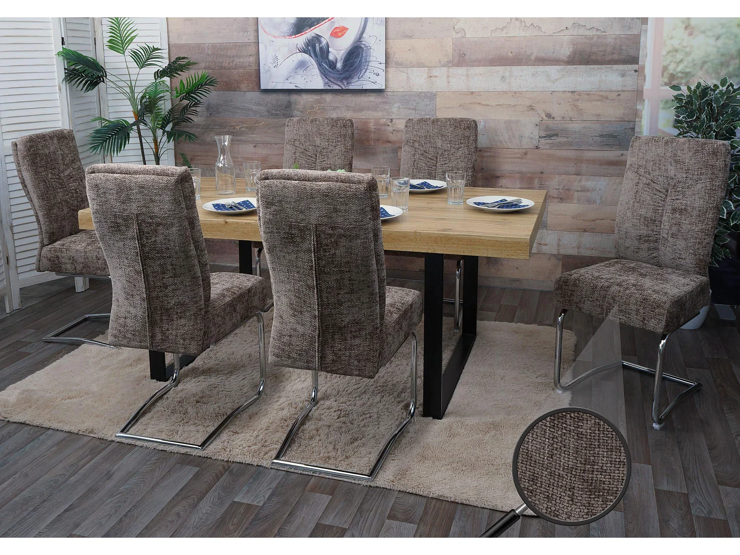 Chaise de salle à manger MCW-G56 (lot de 6),  brun