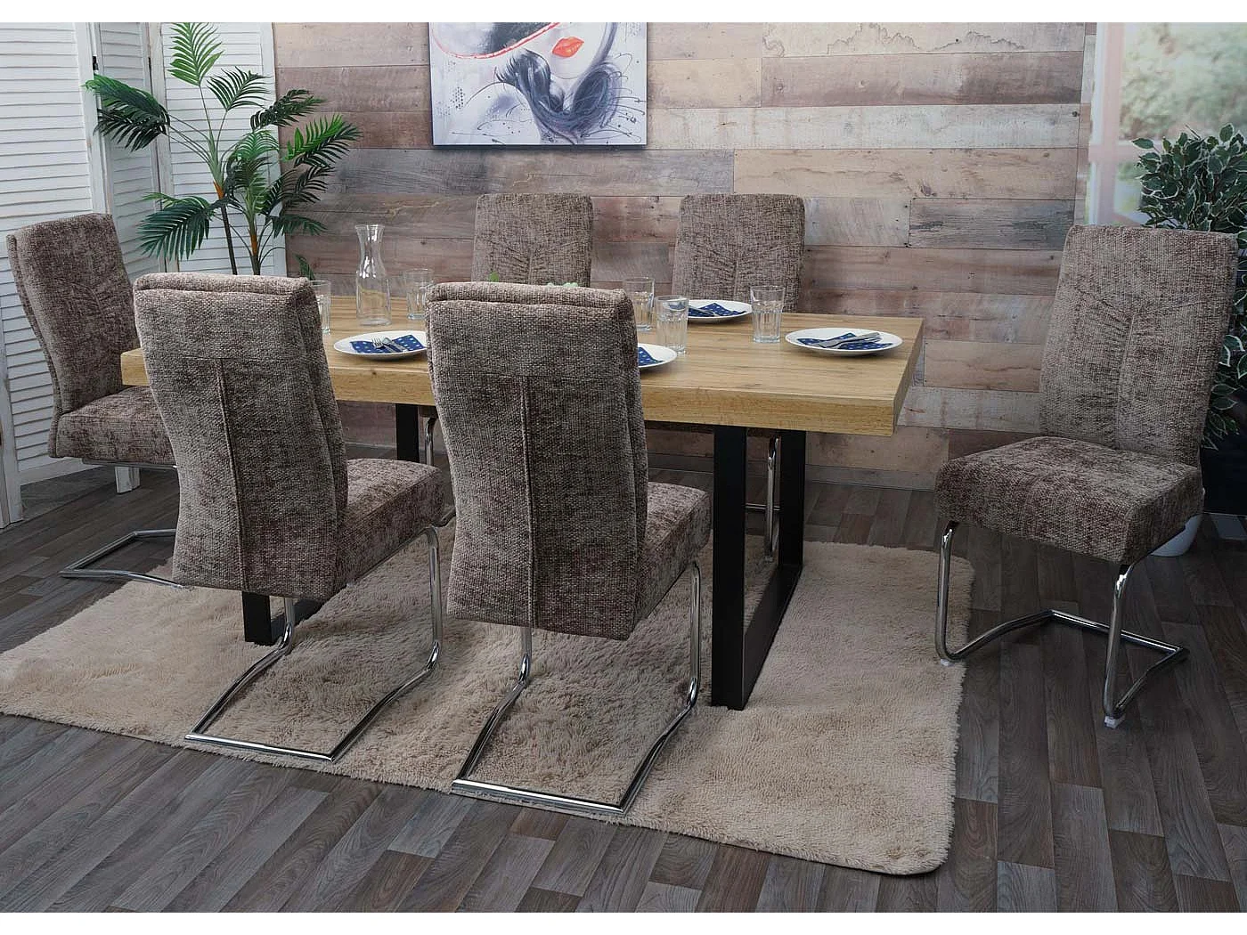 Chaise de salle à manger MCW-G56 (lot de 6),  brun