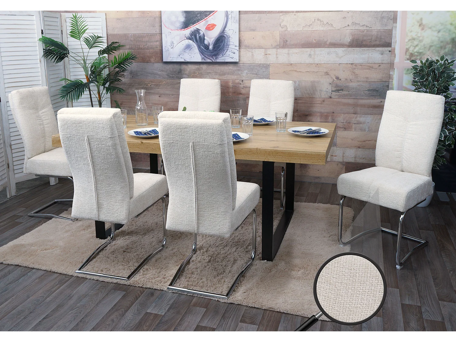 Chaise de salle à manger MCW-G56 (lot de 6),  crème