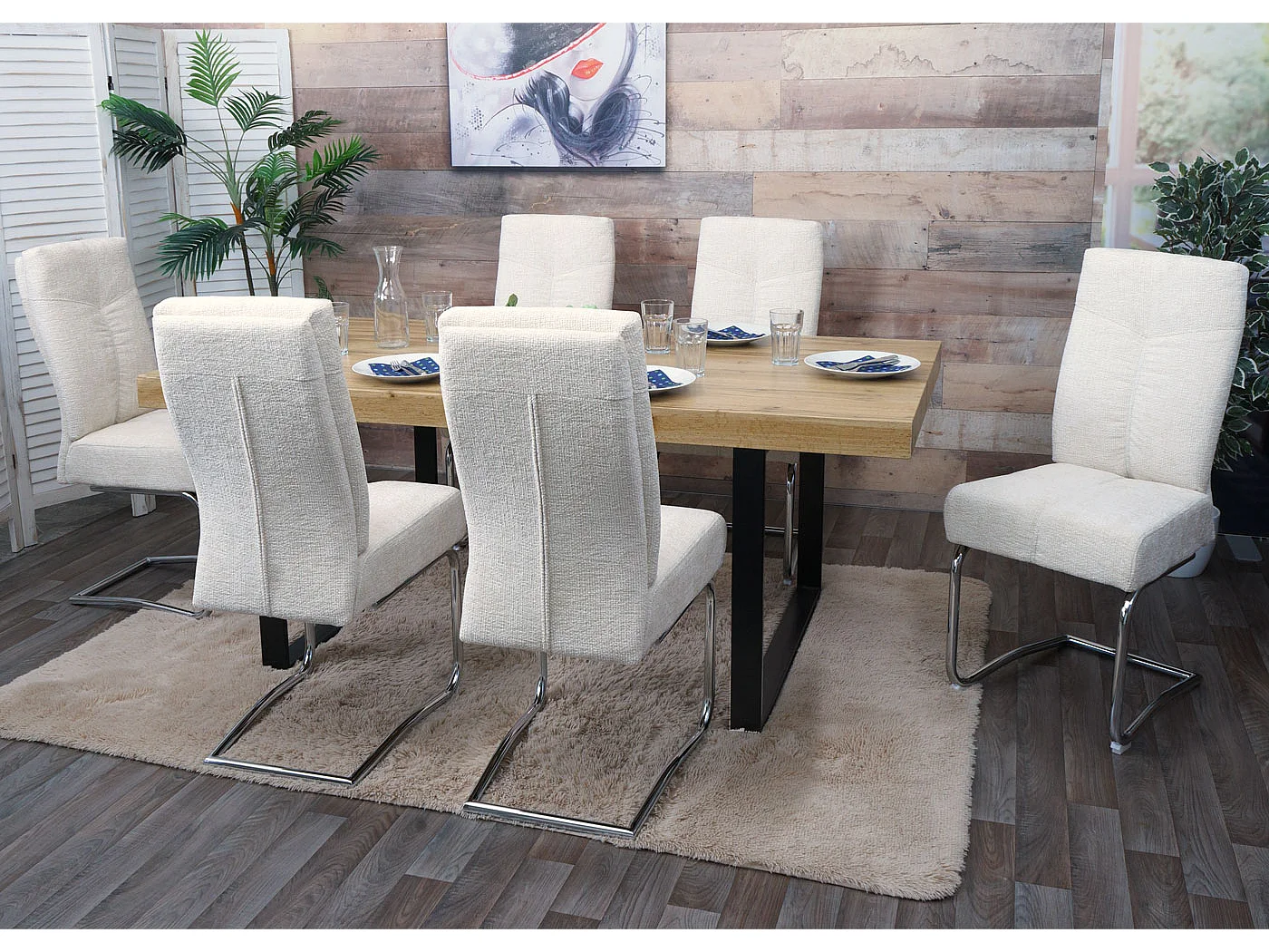 Chaise de salle à manger MCW-G56 (lot de 6),  crème