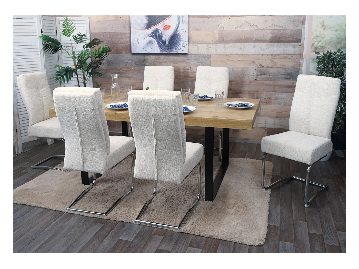 Krzesło do jadalni MCW-G56 (zestaw 6 sztuk),  kremowy