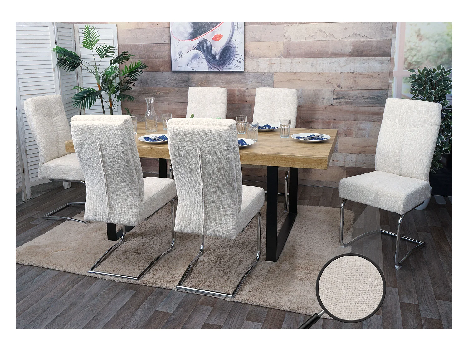 Krzesło do jadalni MCW-G56 (zestaw 6 sztuk),  kremowy