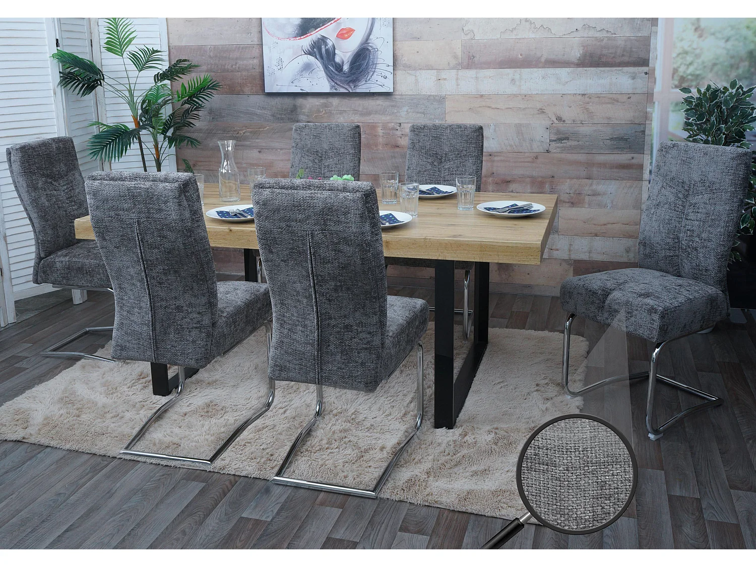 Chaise de salle à manger MCW-G56 (lot de 6),  gris foncé