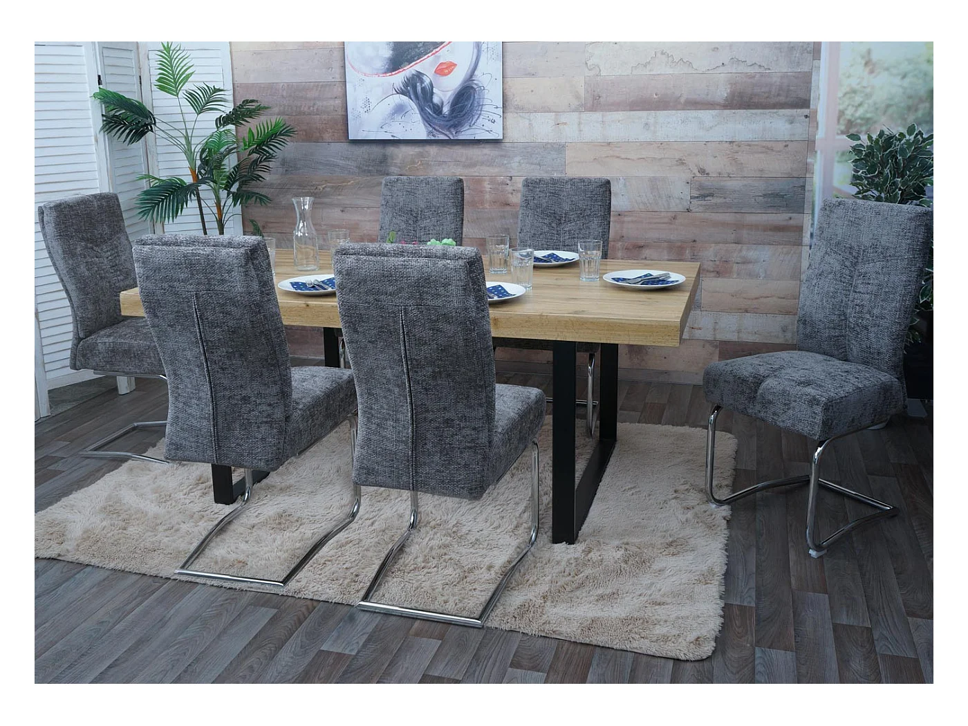 Krzesło do jadalni MCW-G56 (zestaw 6 sztuk),  ciemnoszary