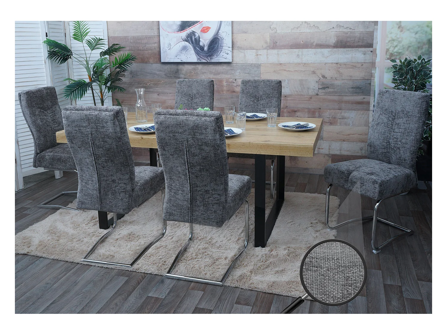 Krzesło do jadalni MCW-G56 (zestaw 6 sztuk),  ciemnoszary